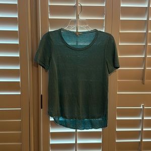 Teal Eileen Fisher short sleeve sweater top